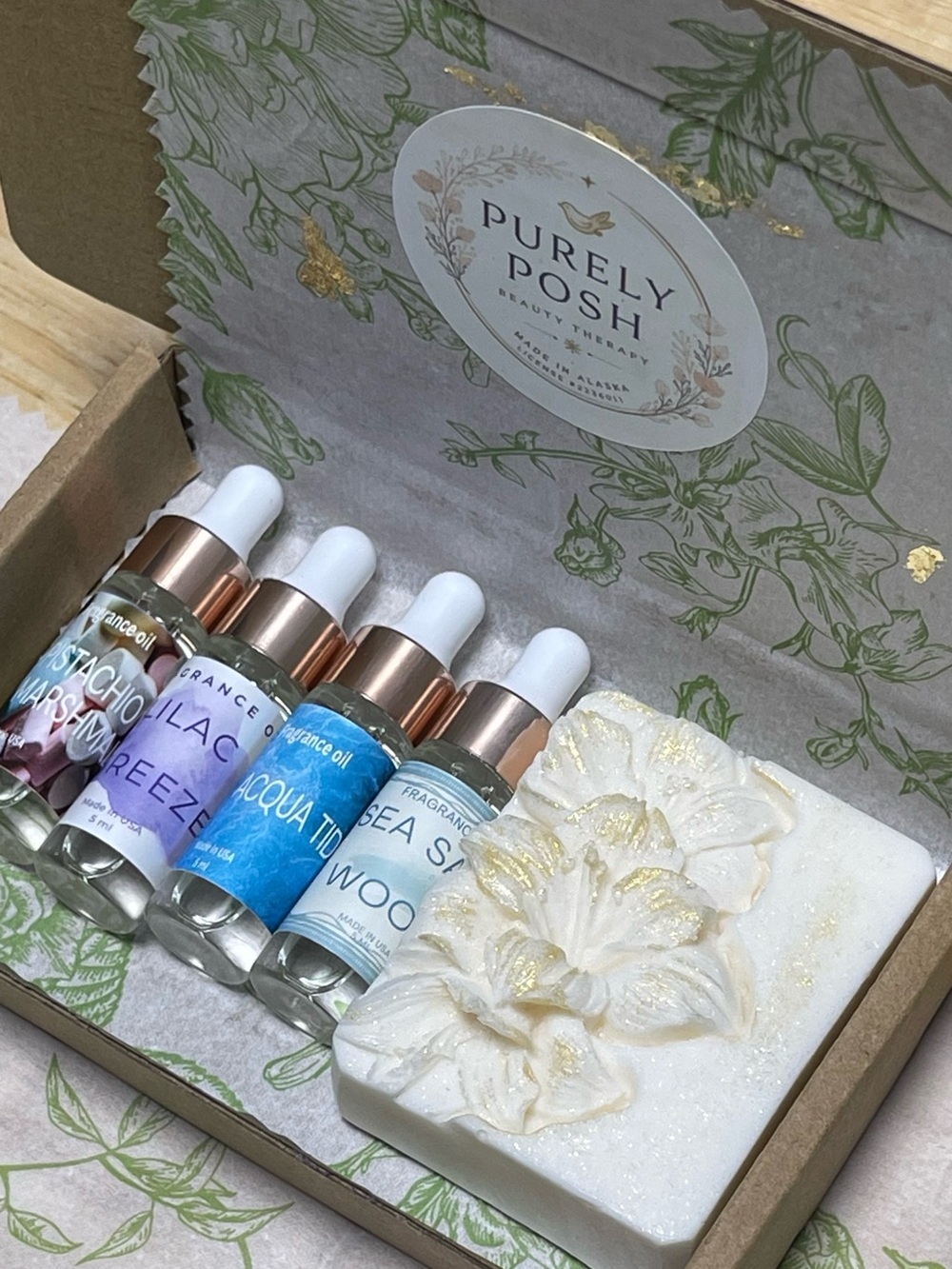 Floral Goat Milk Soap & Fragrance Oil Gift Set | Soap + 4 Scent in Eco Gift Box